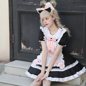 日本のスウィートロリータメイド服 原宿系ヴィンテージ風ラブリードレス かわいいパーティーメイド服 アニメコスプレ カフェエプロン衣装 - Product Image 3