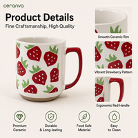 Tasse en céramique personnalisable en gros, série créative fruits, en grès sérigraphié, tasse à café compatible micro-ondes