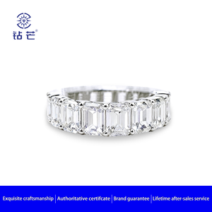 <span class=keywords><strong>Anello</strong></span> di Lusso in Oro 14K con Diamanti <span class=keywords><strong>Taglio</strong></span> <span class=keywords><strong>Smeraldo</strong></span> e Pietre Completamente Pavé per Uso Quotidiano, Feste, Matrimoni, Regalo di Gioielleria - Product Image 2