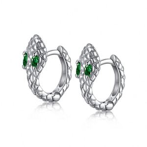 Dylam Minority Personalized Design 925 Sterling <b>Silver</b> Rhodium Plated Snake Shape <b>Hoop</b> Earrings - Product Image 1