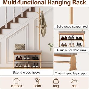 Perchero Moderno con 8 Ganchos para Zapatos, Banco Pequeño para Sala de Estar, <span class=keywords><strong>Dormitorio</strong></span> u Oficina - Muebles para el Hogar - Product Image 6