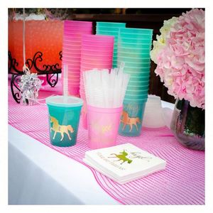 Gobelets licorne à changement de couleur pour anniversaire 12oz 16oz 20oz 22oz, gobelets à shot personnalisés, gobelets de stade en plastique, cadeaux de fête - Product Image 1