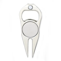 Outil multifonctionnel de réparation de divots de golf, ouvre-bouteille en alliage de zinc, outil de réparation de marques de balle, accessoire sportif portable pour le golf