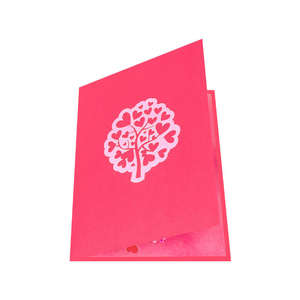 Carte de vœux pop-up 3D artisanale, imprimée UV, découpée au laser, motif arbre rose, cœur, anniversaire, Saint-Valentin, mariage, etc. - Product Image 5