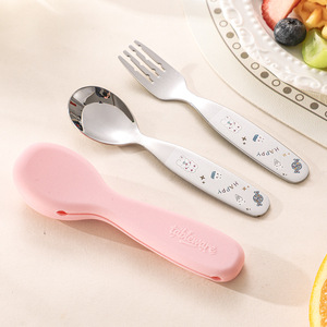 <span class=keywords><strong>Set</strong></span> Creativo di Cucchiaio e Forchetta per Bambini con Custodia in Silicone, Acciaio Inossidabile 304, Durevole ed Ecologico, Portatile - Product Image 6