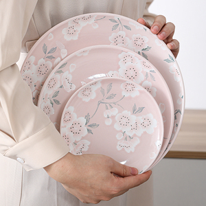 Vajilla Redonda de Cerámica o Porcelana Estilo Japonés con Diseño de Sakura, Vajilla Romántica para la Mesa, Platos para la <span class=keywords><strong>Cena</strong></span> - Product Image 2
