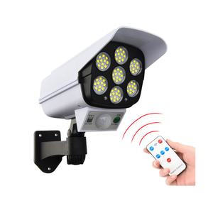 รีโมทคอนโทรล ไฟ LED สว่างสดใสติดผนัง กล้องวงจรปิดไร้สายจำลองเซ็นเซอร์พลังงานแสงอาทิตย์ สำหรับสวน ถนน ติดตั้งง่าย - Product Image 1