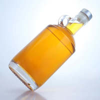 Carafe à spiritueux en verre silex extra premium avec bouchon en liège, origine Shandong, bouteille à col avec poignée pour le conditionnement du rhum vieilli et de la cachaça