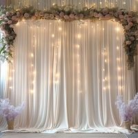 Tirai Latar Belakang Pernikahan Warna Ivory Ukuran Khusus 2 Panel Bebas Kerut Tirai Lembut 100% Blackout Tahan Air Fotografi Ulang Tahun