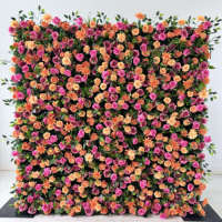 Panneau mural en tissu de fleurs artificielles bordeaux pour toile de fond de mariage, fête, château français, jardin, événement, photographie, décoration