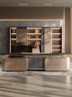 Bureau de direction moderne de luxe en forme de L, utilisation commerciale, matériau en panneaux de bois, design modulaire