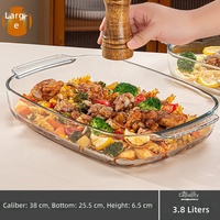 MIXWARES Plat à four et plateau de cuisson en verre antiadhésif en borosilicate, compatible four et micro-ondes, pour la cuisine domestique