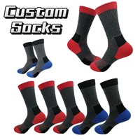 Chaussettes de randonnée d'hiver décontractées personnalisées, chaudes, respirantes, évacuant l'humidité, antibactériennes, absorbant la transpiration, en laine mérinos pour hommes
