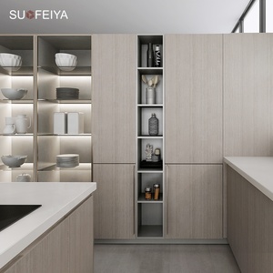 Armoires de <span class=keywords><strong>cuisine</strong></span> modernes modulaires personnalisées en bois stratifié avec robinet et comptoir en marbre à charnières pour appartement - Product Image 3