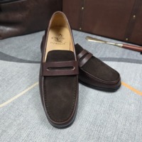 Nouveaux Mocassins Penny pour Hommes 2026 en Daim et Cuir Véritable, Chaussures à Enfiler pour Tenue Décontractée ou Professionnelle, Semelle Légère, Mocassins en Daim pour le Week-end