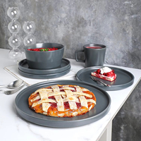 EKA Europe Service de table formel en céramique pour la maison/restaurant/hôtel Service de vaisselle classique en grès 16 pièces pour 4 personnes