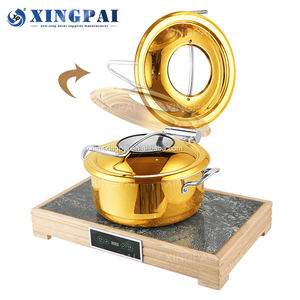 XINGPAI Fournitures de Restauration Chauffe-Plat Électrique Rond Or En Acier Inoxydable Chauffe-Plat <span class=keywords><strong>Buffet</strong></span> Ensemble De Luxe - Product Image 2