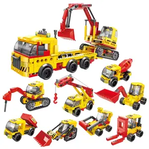 Custom City Truck Crane Construction Toys Excavator Forklift Kids Building Blocks Boy Gifts