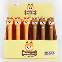 Bolígrafo de Gel O&Q Serie Animales Adorables, Lujoso y Cómodo, con Soporte de Goma, Tinta de Gel Azul con Purpurina de 0.5mm, Diseño Creativo Beardog