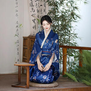 Kimono Japonés, Disfraz <span class=keywords><strong>de</strong></span> Cosplay, Kimono Azul Vintage para Mujer, Estilo Asiático, Yukata Sexy con Obi, Vestidos <span class=keywords><strong>de</strong></span> <span class=keywords><strong>Geisha</strong></span> Estampados - Product Image 5