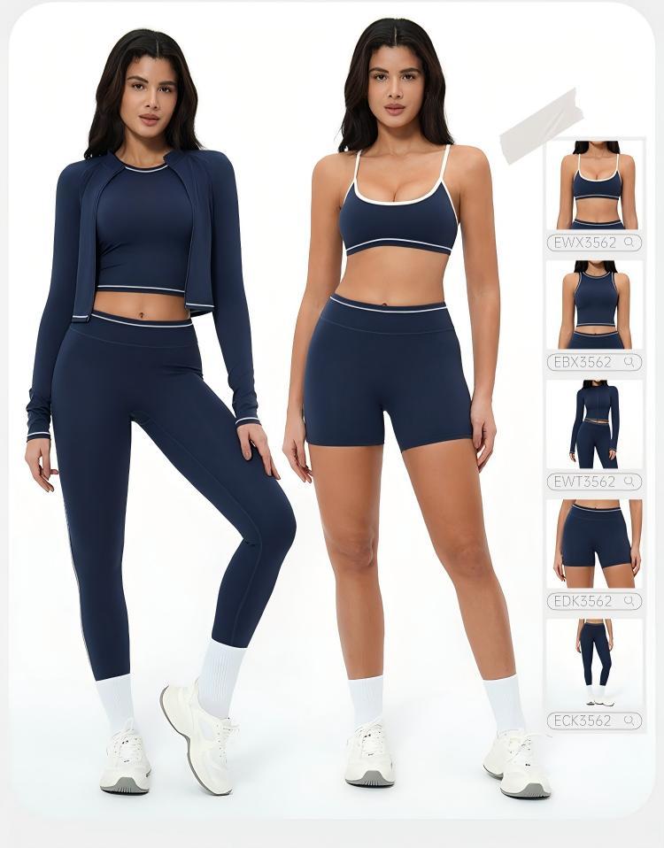 Three-Piece Sportwear Sets Women Color Blocking Tight Quick Drying Workout Clothes Outdoor Fitness Yoga Clothing