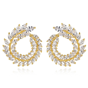 Pendientes de oreja de <span class=keywords><strong>trigo</strong></span> con incrustaciones de latón, pendientes de circón, accesorios de oreja de viaje de gama alta a la moda para mujer - Product Image 2