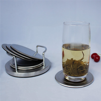 Sous-verres ronds en acier inoxydable avec support, base en éponge, sous-verres en métal argenté, set de sous-verres pour restaurant, cuisine, table