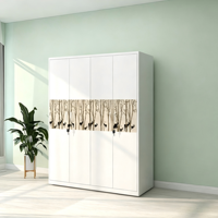 Armoire métallique 4 portes à motifs imprimés, penderie en acier pour chambre à coucher, armoire à vêtements en métal à motifs pour garçons et filles, Lemari Pakaian Besi