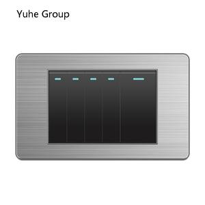 Interruptor de pared universal con acabado cepillado de aluminio, adecuado para interruptores de pared eléctricos estándar de hoteles familiares. - Product Image 5