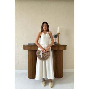 Wholesale Beige Linen Backless <b>Dress</b> Sizes XS 6XL Elegant Floral Pattern ODM Modest Formal <b>for</b> Office Ladies <b>for</b> <b>Spring</b> Autumn - Product Image 4
