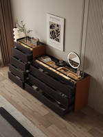 Commode de chambre à coucher de luxe italienne moderne, commode intelligente avec serrure à empreintes digitales, revêtement en cuir, bois multicouche E0, armoire de rangement