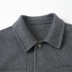 Áo khoác nam thiết kế ngắn, chất liệu len nylon hai lớp, dáng đơn hàng nút, ấm áp, len cừu cao cấp, trang trí nút thanh lịch - Product Image 6