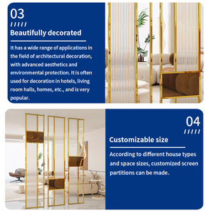 OEM New Design Style Stainless Steel Metal Glass <strong>Room</strong> <strong>Divider</strong> Living <strong>Room</strong> and Dining <strong>Room</strong> Partition Designs Wall <strong>Divider</strong> - Product Image 4