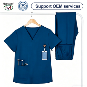 Ensemble d'uniformes médicaux personnalisés pour hommes, vente en gros, tenues d'infirmiers, uniformes d'hôpital, ensembles de blouses médicales bleues infroissables, faciles d'entretien - Product Image 1