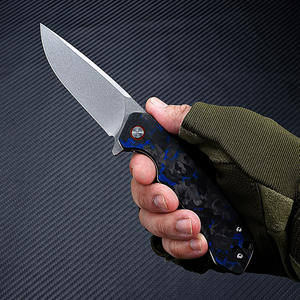 Couteau pliant en fibre de carbone floral en lin D2 <span class=keywords><strong>lame</strong></span> haute dureté pratique pince arrière Application industrielle fabricant direct - Product Image 4