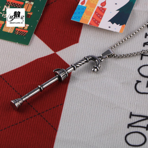 Zhan Lang Ji – collier avec pendentif en forme de canne de Noël, en argent tibétain, bijoux cadeau pour hommes, SP1055 - Product Image 4