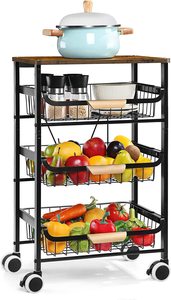 Oniya-Carro de almacenamiento enrollable para cocina, cesta de malla de 4 niveles, con tablero de madera para frutas y verduras - Product Image 4