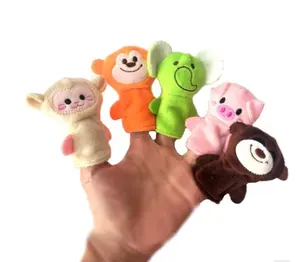 Ücretsiz örnek 8cm sevimli peluş hayvan parmak kuklası oyuncak/özel ucuz maymun parmak kuklası oyuncak/kurbağa hayvan peluş parmak kuklası oyuncak