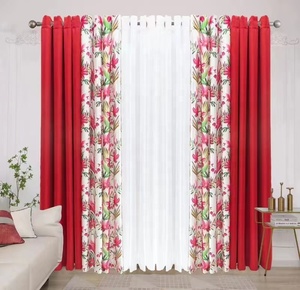 Set di Tende per Casa Scontate in Offerta, Tende in Finta Seta Tinta Unita, Tende Trasparenti con Stampa Floreale - Product Image 2