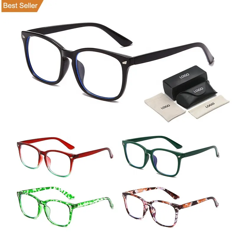 Design Optical Glasses UV400 Unisex Custom Logo Classic Square Frames Reading Glasses Anti Blue Light Blocking Glasses
