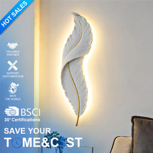 مصابيح جدارية عصرية بتصميم ريشة، إضاءة Led داخلية، مصابيح حائط لمشاريع الفنادق والفلل، ديكور منزلي من الراتنج عالي الجودة - Product Image 3