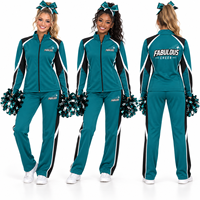Ensemble d'échauffement personnalisé pour cheerleading : veste zippée intégrale et pantalon de jogging, uniforme d'équipe pour filles et femmes, tenue d'entraînement pour équipe de cheerleading