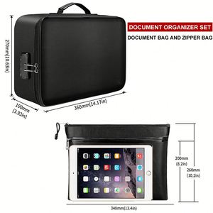 Porte-certificats avec serrure, étanche et ignifuge, sac de rangement pour bureau et maison, coffre-fort pour organiser les documents - Product Image 4