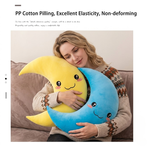 Aika Ingrosso Produttore di Peluche a Forma di <span class=keywords><strong>Luna</strong></span>, Cuscino Personalizzato Super Morbido in Cotone PP con Illuminazione LED, Finitura Lavata, Fabbrica OEM - Product Image 4
