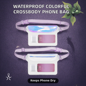 QIHANG Nouvelle Sacoche de Téléphone Portable Étanche en PVC pour Sports de Plein Air, Sac Banane Bandoulière Tendance Laser Coloré pour iPhone, Plongée et Natation - Product Image 2