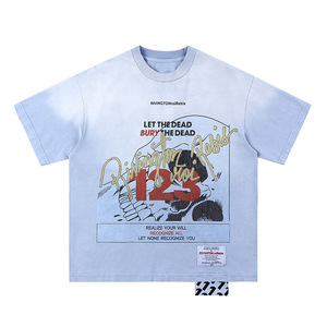เสื้อยืดวินเทจลายกราฟิกพิมพ์ DTG ทรงโอเวอร์ไซส์ ผ้าฝ้าย สำหรับผู้ชาย สไตล์สตรีทแวร์ รับสกรีนโลโก้ - Product Image 2