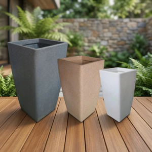 Pot de fleurs moderne en plastique sablé de haute qualité, auto-arrosant, durable, écologique, grand, haut, carré, pour jardin et centre commercial - Product Image 2