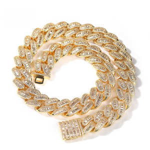 Collar Hip-Hop con Incrustaciones de Zirconia en Cobre, <span class=keywords><strong>Cadena</strong></span> Cubana de 15MM, Joyería al Estilo Europeo y Americano, Venta al Por Mayor - Product Image 1