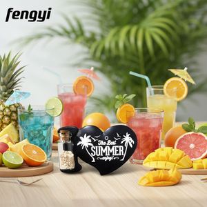 Autocollant magnétique pour réfrigérateur en résine en forme de cœur imprimé numériquement sur mesure avec bouteille de sable - Product Image 4