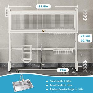 Trend Double Tier Wall Mounted Folding Carbon Steel Multifunction <b>Dish</b> Drying <b>Rack</b> Storage Kitchen <b>Dish</b> Drainer Eco-Friendly - Product Image 4